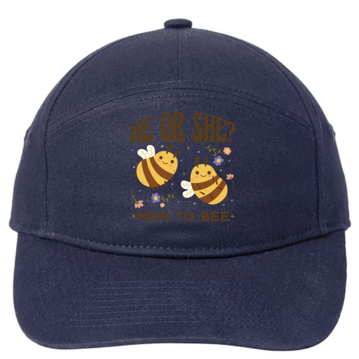 He Or She Mom To Bee Gender Reveal 7-Panel Snapback Hat