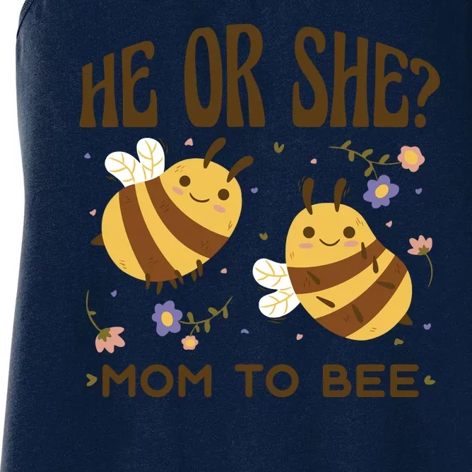 He Or She Mom To Bee Gender Reveal Women's Racerback Tank