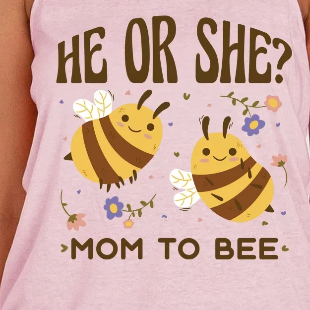 He Or She Mom To Bee Gender Reveal Women's Knotted Racerback Tank