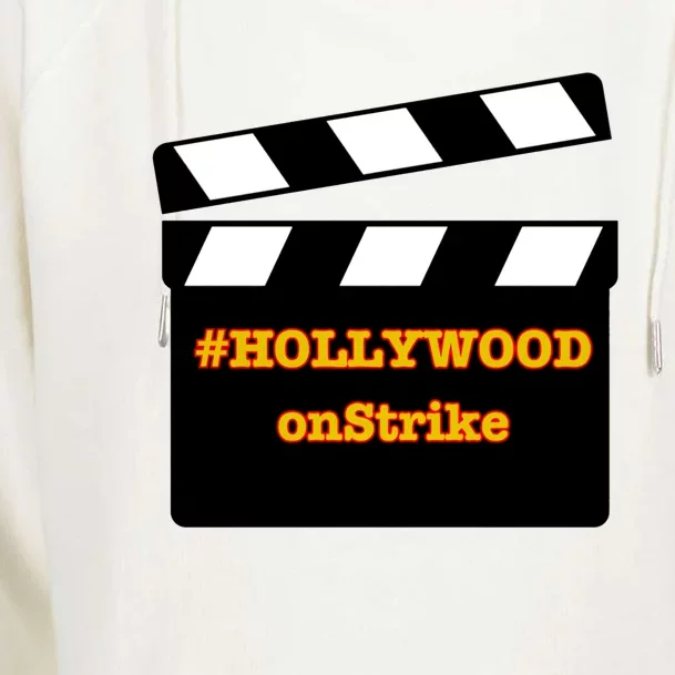 Hollywood On Strike Sag Aftra On Strike WGA Protest Background Actor On Strike Womens Funnel Neck Pullover Hood