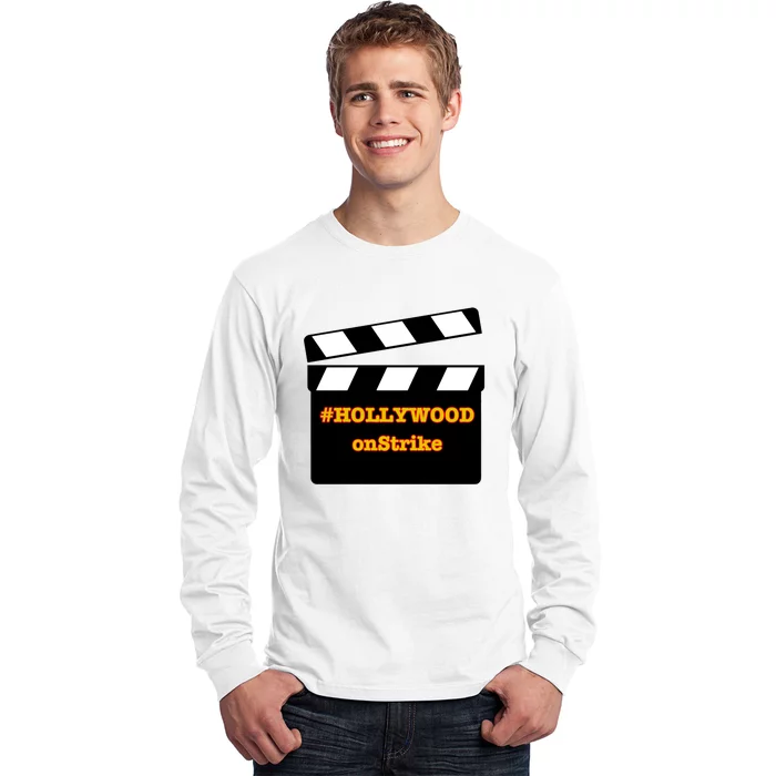 Hollywood On Strike Sag Aftra On Strike WGA Protest Background Actor On Strike Long Sleeve Shirt