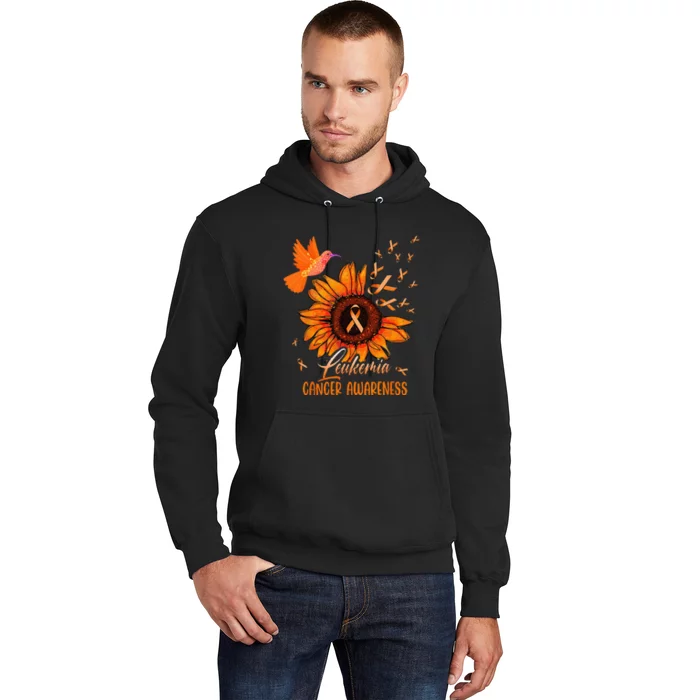 Hummingbird Orange Sunflower Leukemia Cancer Awareness Hoodie