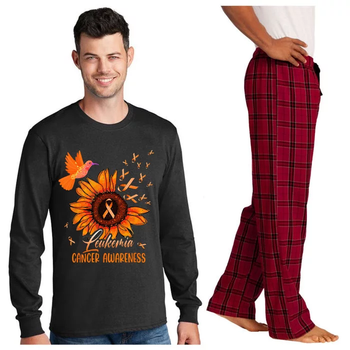 Hummingbird Orange Sunflower Leukemia Cancer Awareness Long Sleeve Pajama Set