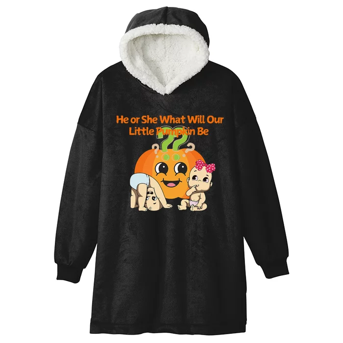 He Or She What Will Our Little Pumpkin Be Baby Party Hooded Wearable Blanket