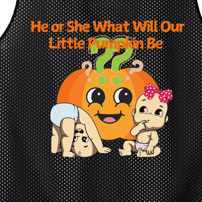 He Or She What Will Our Little Pumpkin Be Baby Party Mesh Reversible Basketball Jersey Tank