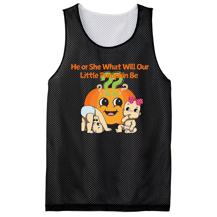 He Or She What Will Our Little Pumpkin Be Baby Party Mesh Reversible Basketball Jersey Tank