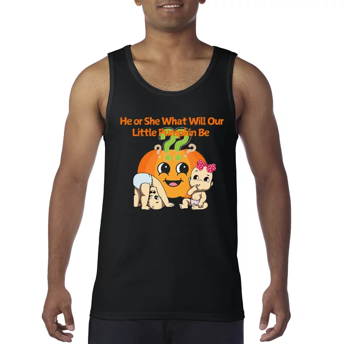 He Or She What Will Our Little Pumpkin Be Baby Party Tank Top