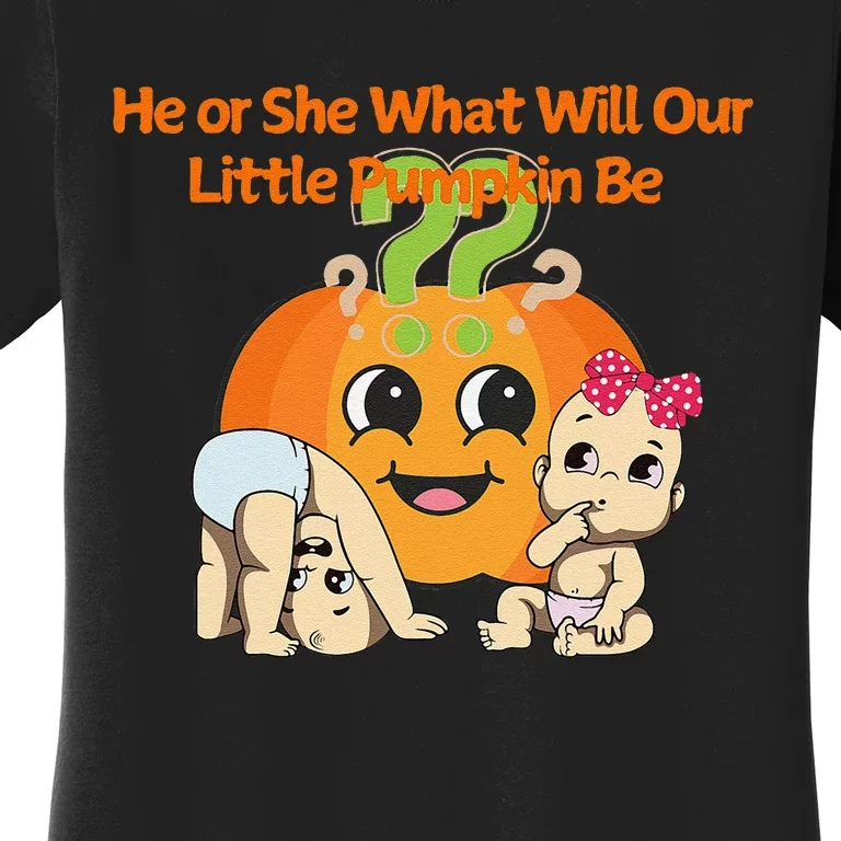 He Or She What Will Our Little Pumpkin Be Baby Party Women's T-Shirt