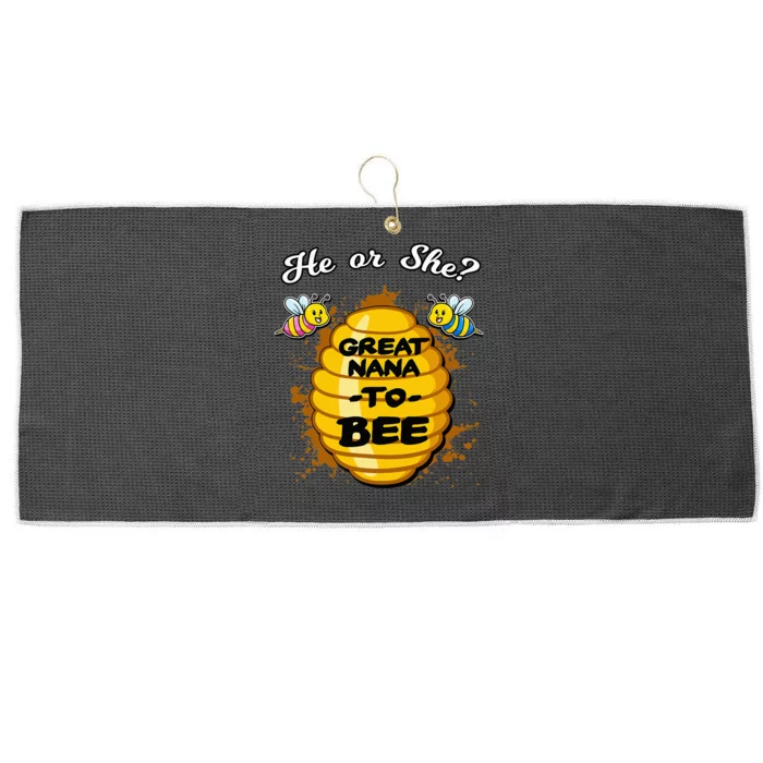 He Or She Great Nana To Bee Gender Baby Reveal Announcement Large Microfiber Waffle Golf Towel