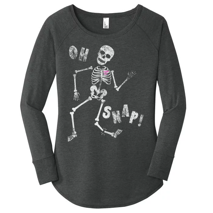 Halloween Oh Snap Skeleton Broken Leg Women's Perfect Tri Tunic Long Sleeve Shirt