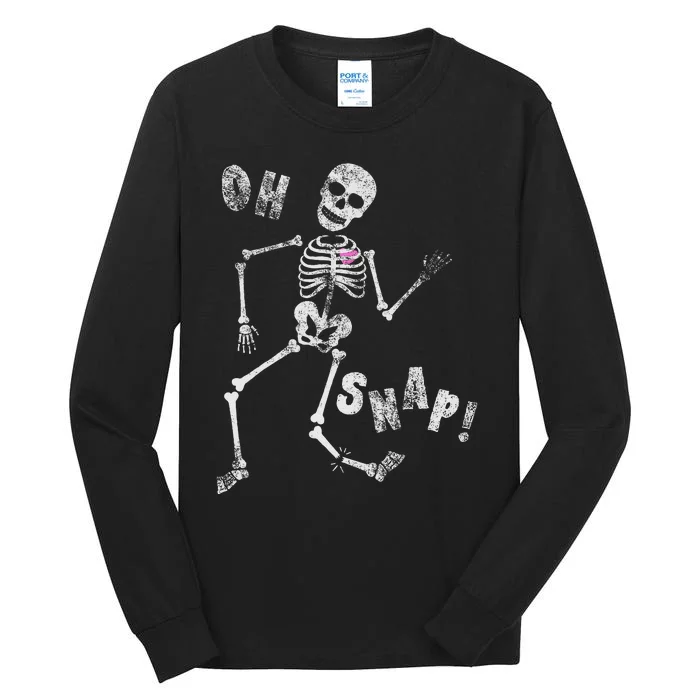 Halloween Oh Snap Skeleton Broken Leg Tall Long Sleeve T-Shirt