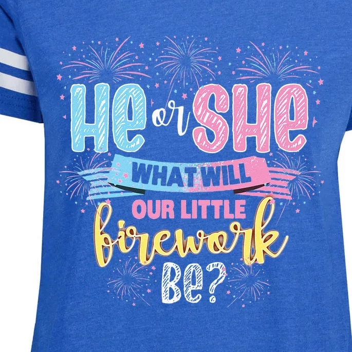 He Or She What Will Our Little Firework Be Gender Reveal Enza Ladies Jersey Football T-Shirt