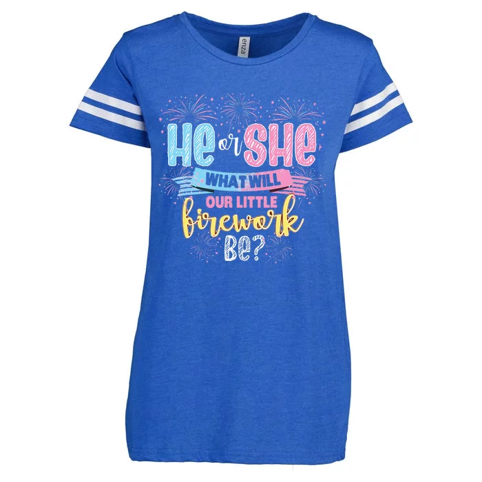 He Or She What Will Our Little Firework Be Gender Reveal Enza Ladies Jersey Football T-Shirt