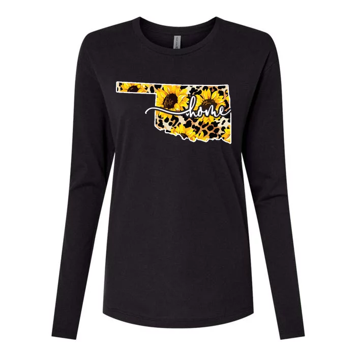 Home Oklahoma Sunflower Gift Womens Cotton Relaxed Long Sleeve T-Shirt