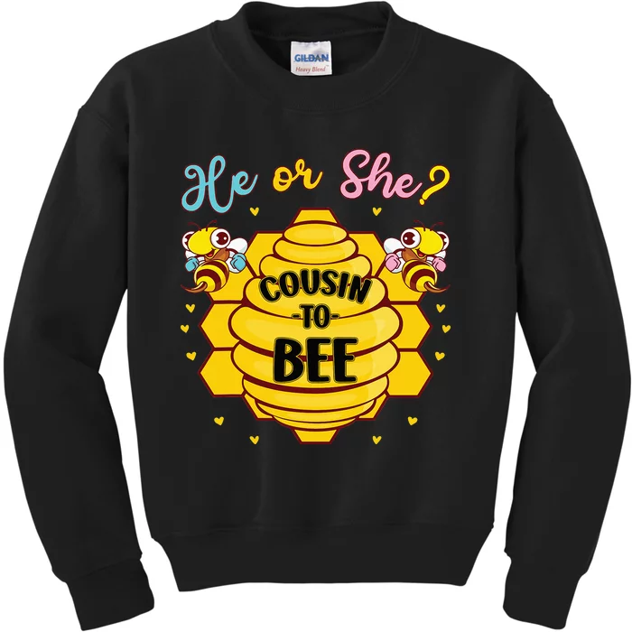 He Or She Cousin To Bee Gender Baby Reveal Announcement Kids Sweatshirt