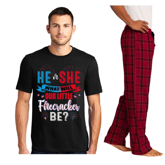 He or She What Will Our Little Firecracker Be Gender Reveal Pajama Set