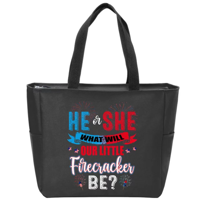 He or She What Will Our Little Firecracker Be Gender Reveal Zip Tote Bag