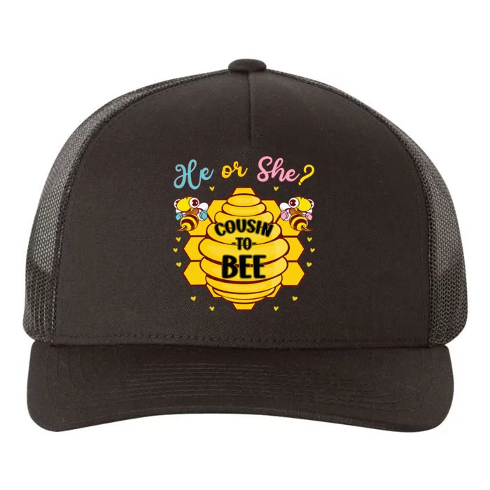 He Or She Cousin To Bee Gender Baby Reveal Announcement Yupoong Adult 5-Panel Trucker Hat