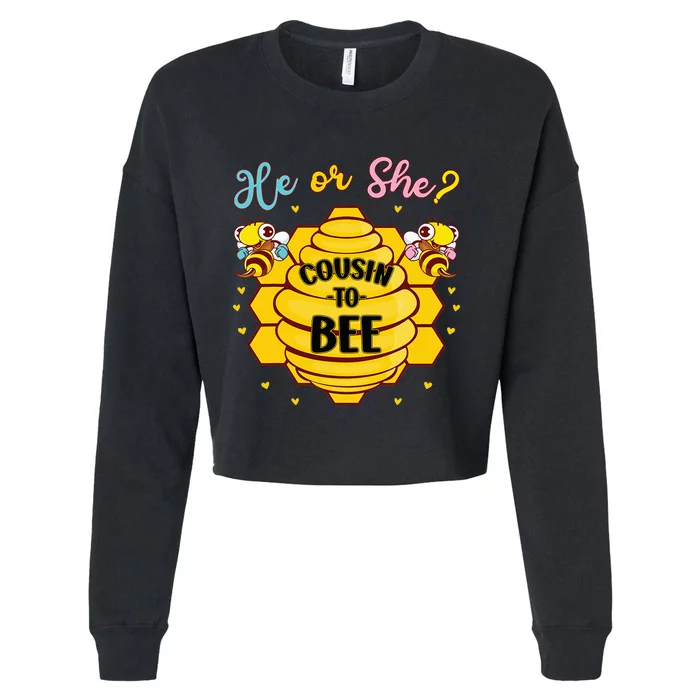 He Or She Cousin To Bee Gender Baby Reveal Announcement Cropped Pullover Crew