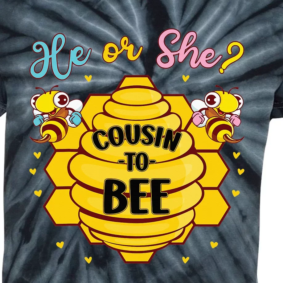 He Or She Cousin To Bee Gender Baby Reveal Announcement Kids Tie-Dye T-Shirt