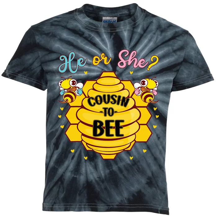 He Or She Cousin To Bee Gender Baby Reveal Announcement Kids Tie-Dye T-Shirt