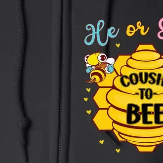 He Or She Cousin To Bee Gender Baby Reveal Announcement Full Zip Hoodie