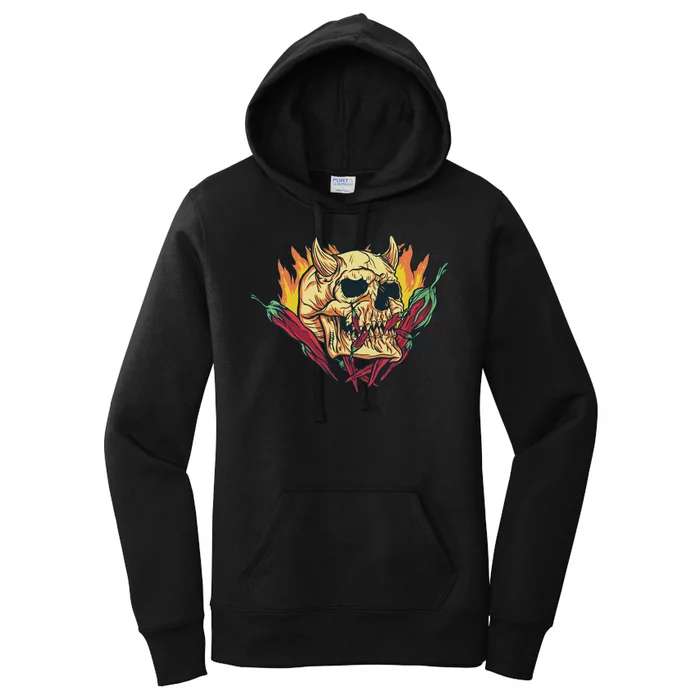 Hot Chili Demon Skull Women's Pullover Hoodie