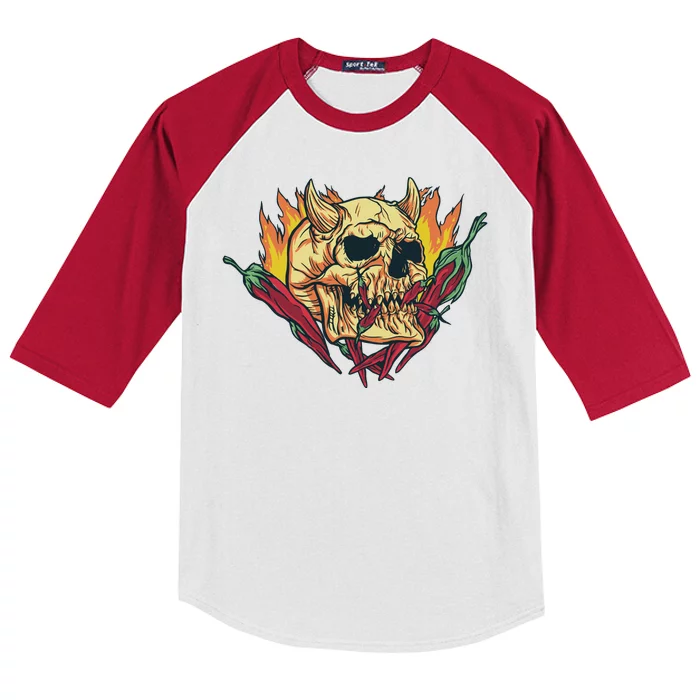 Hot Chili Demon Skull Kids Colorblock Raglan Jersey