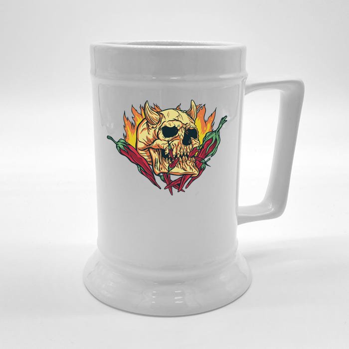 Hot Chili Demon Skull Front & Back Beer Stein