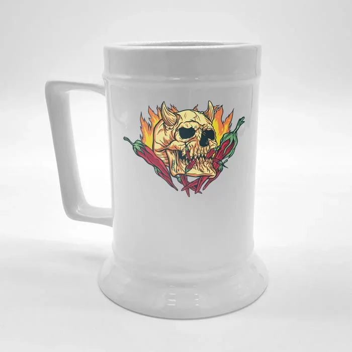 Hot Chili Demon Skull Front & Back Beer Stein