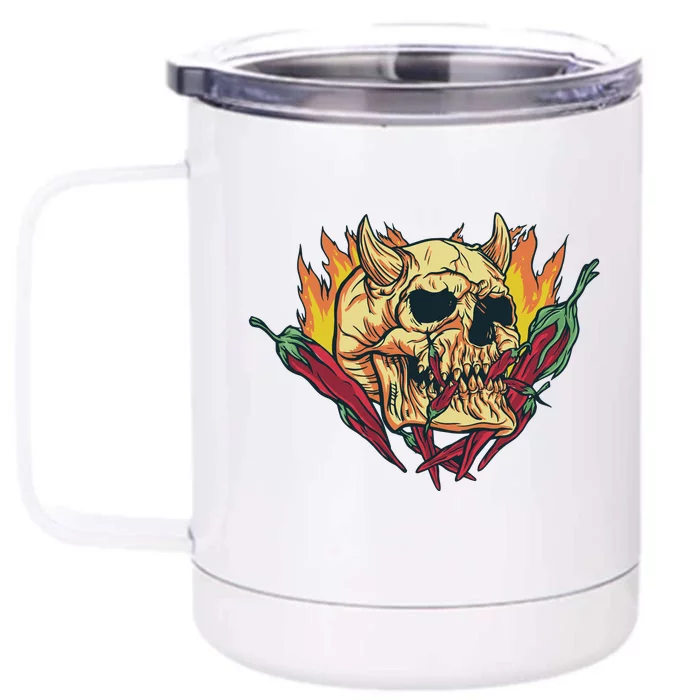 Hot Chili Demon Skull Front & Back 12oz Stainless Steel Tumbler Cup