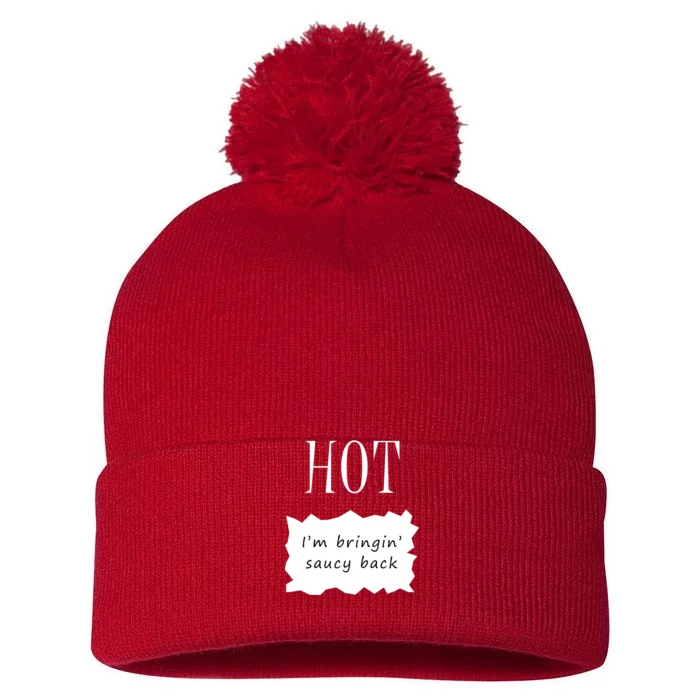 Hot I'm Bringing Saucy Back Pom Pom 12in Knit Beanie