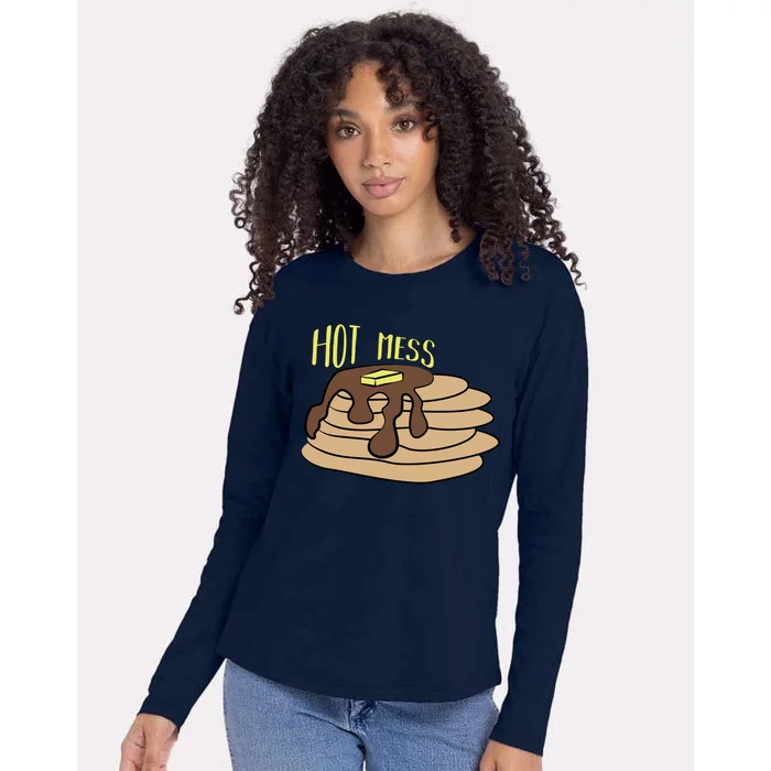 Hot Mess Pancakes Womens Cotton Relaxed Long Sleeve T-Shirt