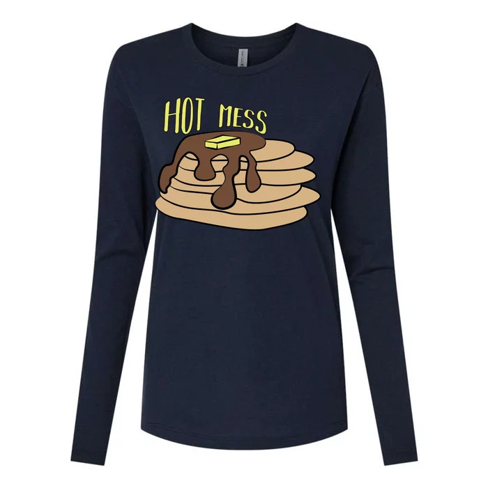 Hot Mess Pancakes Womens Cotton Relaxed Long Sleeve T-Shirt