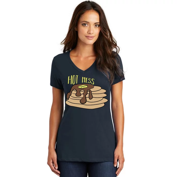 Hot Mess Pancakes Women's V-Neck T-Shirt