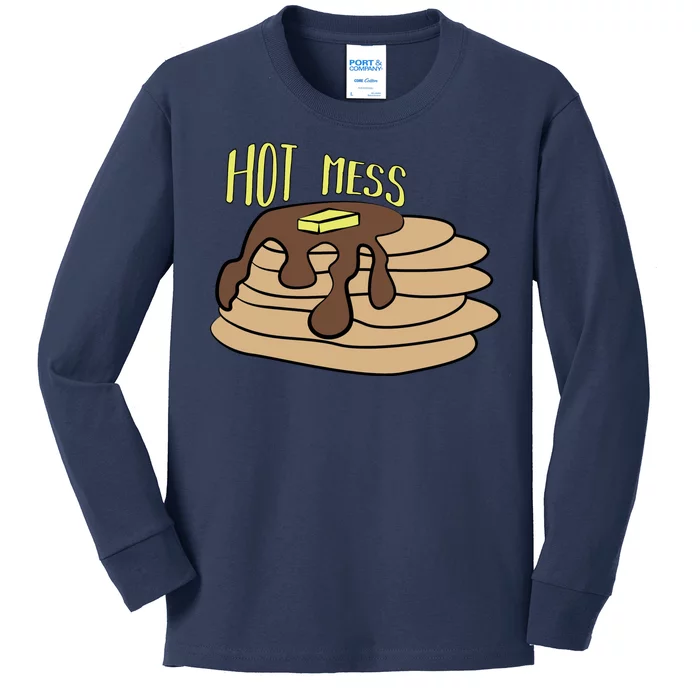 Hot Mess Pancakes Kids Long Sleeve Shirt