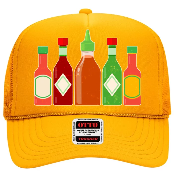 Hot Sauce Bottle Collection High Crown Mesh Trucker Hat