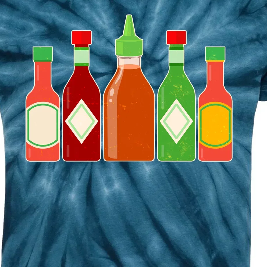 Hot Sauce Bottle Collection Kids Tie-Dye T-Shirt