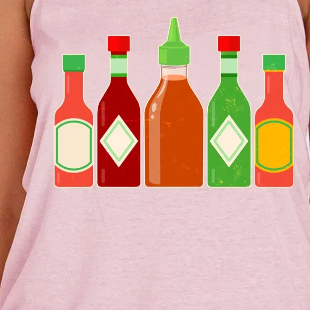 Hot Sauce Bottle Collection Women's Knotted Racerback Tank