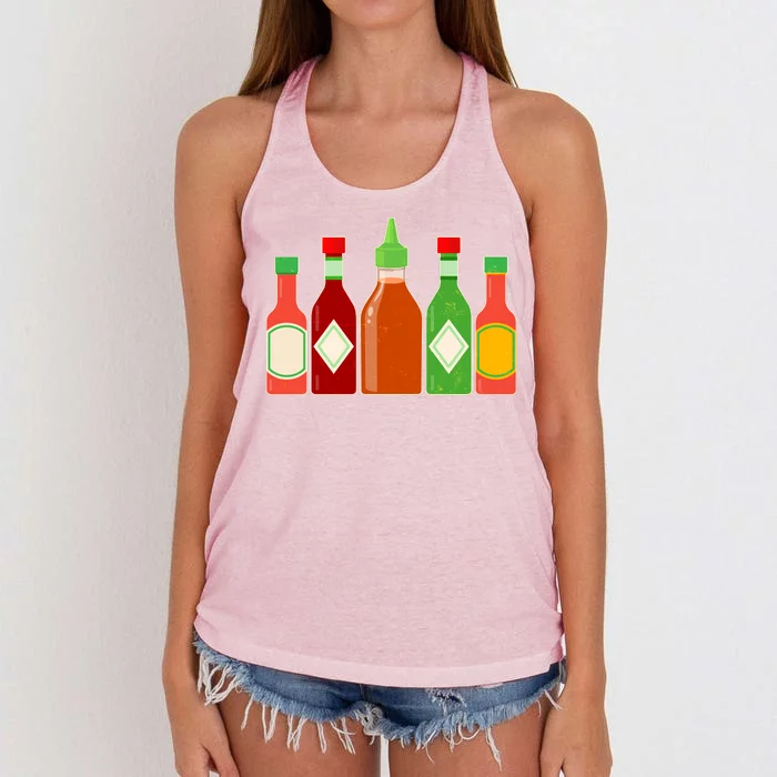 Hot Sauce Bottle Collection Women's Knotted Racerback Tank