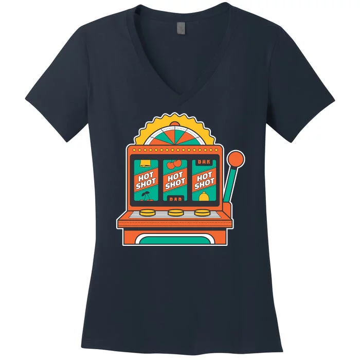 Hot Shot Slot Machine Women's V-Neck T-Shirt