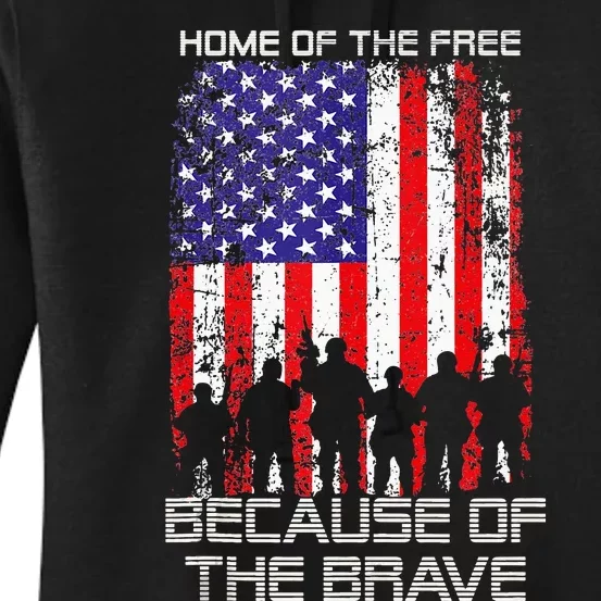 Home Of The Free Because Of The Brave Patriotic Veterans Women's Pullover Hoodie