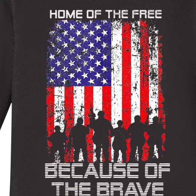 Home Of The Free Because Of The Brave Patriotic Veterans Baby Long Sleeve Bodysuit