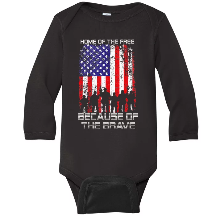 Home Of The Free Because Of The Brave Patriotic Veterans Baby Long Sleeve Bodysuit