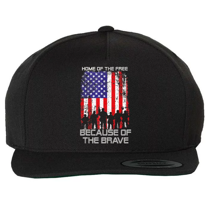 Home Of The Free Because Of The Brave Patriotic Veterans Wool Snapback Cap