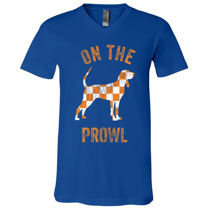 Hound On The Prowl Tennessee Dog TN Home State Volunteers V-Neck T-Shirt