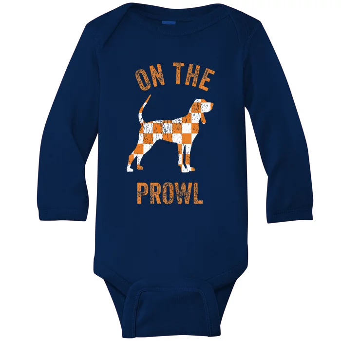 Hound On The Prowl Tennessee Dog TN Home State Volunteers Baby Long Sleeve Bodysuit