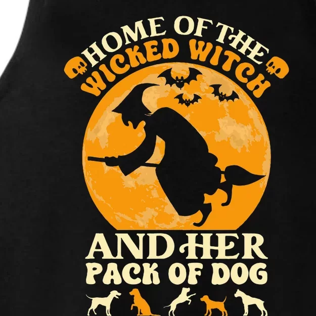 Home Of The Wicked Witch And Her Pack Of Dog Funny Halloween Ladies Tri-Blend Wicking Tank