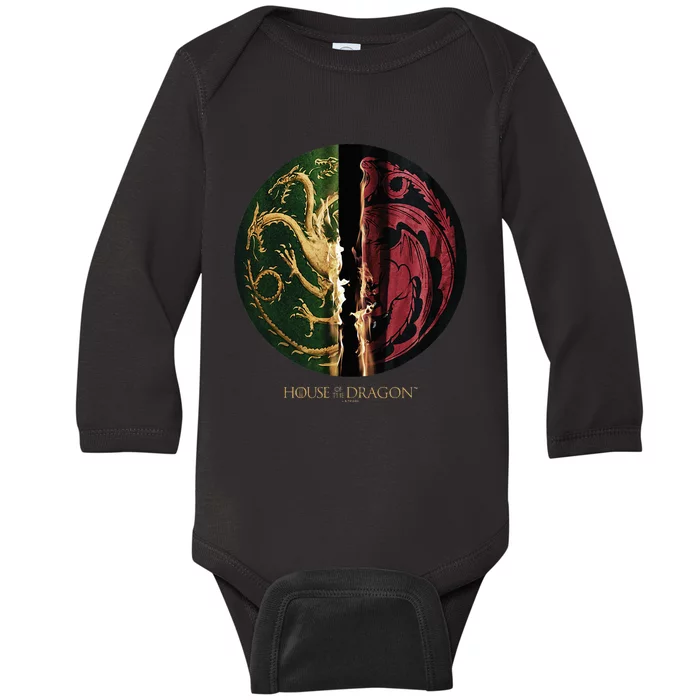 H.O.U.S.E Of The Dragon Green Vs Black H.O.U.S.E Targaryen Emblem Baby Long Sleeve Bodysuit