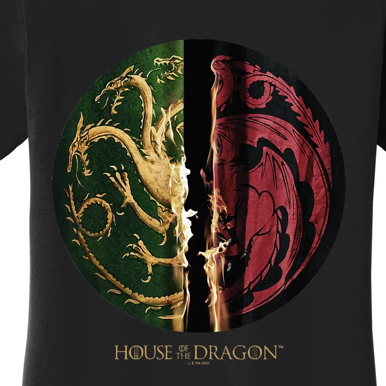 H.O.U.S.E Of The Dragon Green Vs Black H.O.U.S.E Targaryen Emblem Women's T-Shirt